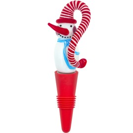 Glass Snowman Wine Stopper - Reusable Silicone Red Bottle Seal, Perfect Decor for Christmas and Winter Party Favors