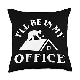 Roofer Office Roof Mechanic Construction Hammer Craftsman Throw Pillow
