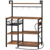 HOOBRO Bakers Rack with Power Outlet, 35.4 Inches Coffee Bar
