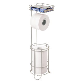 iDesign Weston Toilet Paper Holder Stand with Shelf, Satin