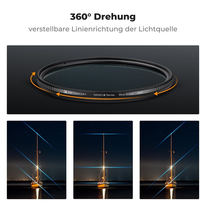 K&F Concept Nano-K Series Blue Streak Anamorphic Effect Filter 62