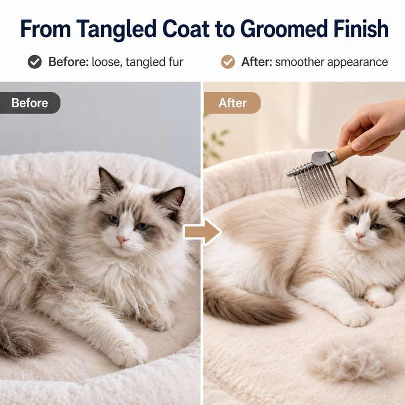Undercoat Rake for Dogs and Cats - Stainless Steel Dematting