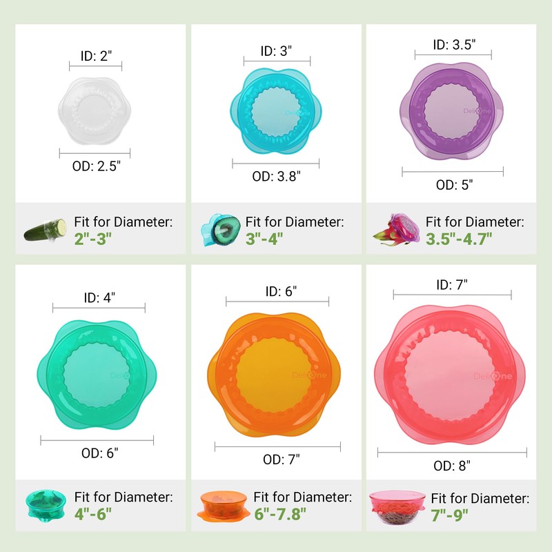 Silicone Stretch Lids for Food Storage in Fridge, Reusable Elastic