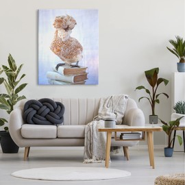 Stupell Industries Polish Bouffant Crest Bird Elegant Intellectual Bookstack, Design by Tania Soderman