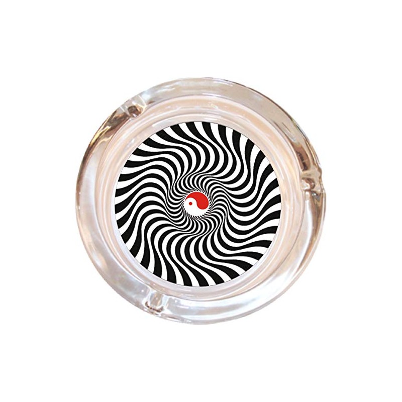 Optical Yin Yang Glass Ashtray - 4" Round