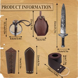 aicoaub 9Pcs Mens Renaissance Viking Costumes Set for Men Medieval Pirate Toys Elf Hunter Ren Faire Dress up Full Outfit