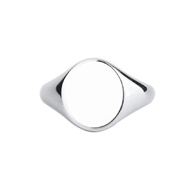 FeatherWish 925 Sterling Silver Ring Retro Vintage Style Signet Oval Plain Statement Rings With Cubic Zirconia Women Size J L N P R (I)