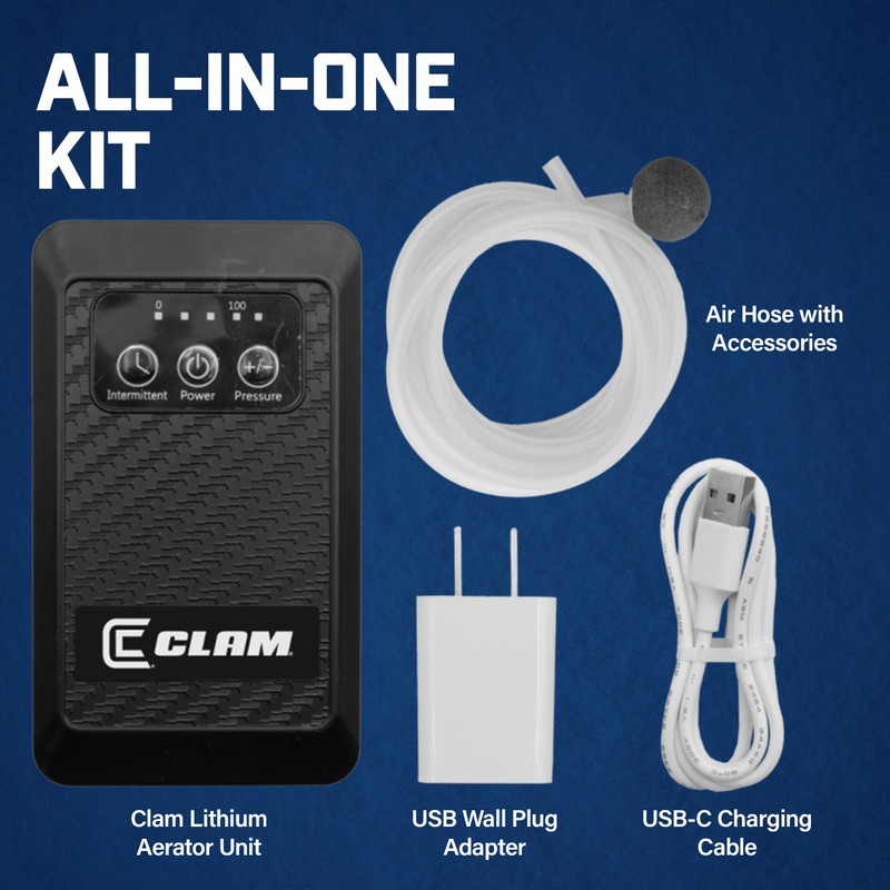 CLAM Lithium Aerator 2.0 – Rechargeable Live Bait Aerator with