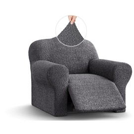PAULATO BY GA.I.CO. Recliner Cover - Recliner Chair Cover - Recliner Slipcover - Cotton Fabric Slipcover - 1-Piece Form Fit Stretch Furniture Protector - Mille Righe - Dark Grey (Recliner Cover)