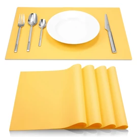ME.FAN Silicone Placemats [17.7''x12.6''] Heat-Resistant Thicken Non-Slip Tablemats Non-Skid Table Mats Set of 4 (Yellow)