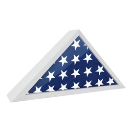 ILOT Flag Case for American Veteran Burial Flag Solid Wood Military Flag Display Case Funeral Flag Flag Shadow Boxes to Fit a Folded 5'x9.5' American Flag with Polished Plexiglass (White)