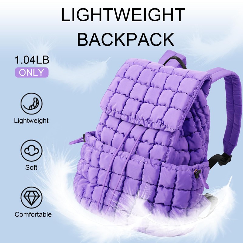 XSUIOY Quilted Backpack for Women Small Lightweight Puffer Backpack Nylon
