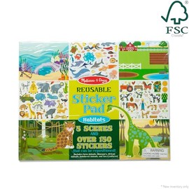 Melissa & Doug Bloc de Adhesivos Reutilizables de los Hábitats, Lámina Extra Grande de Actividades con Autoadhesivos, Fondos Extraíbles, Libros de Actividades Para Niños (150 calcomanías)