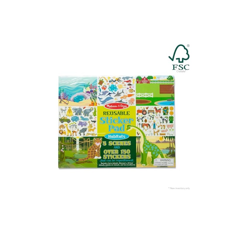 Melissa & Doug Bloc de Adhesivos Reutilizables de los Hábitats,
