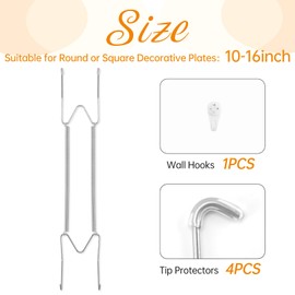 Plate Hangers for Wall for 10-16 inch, Silver