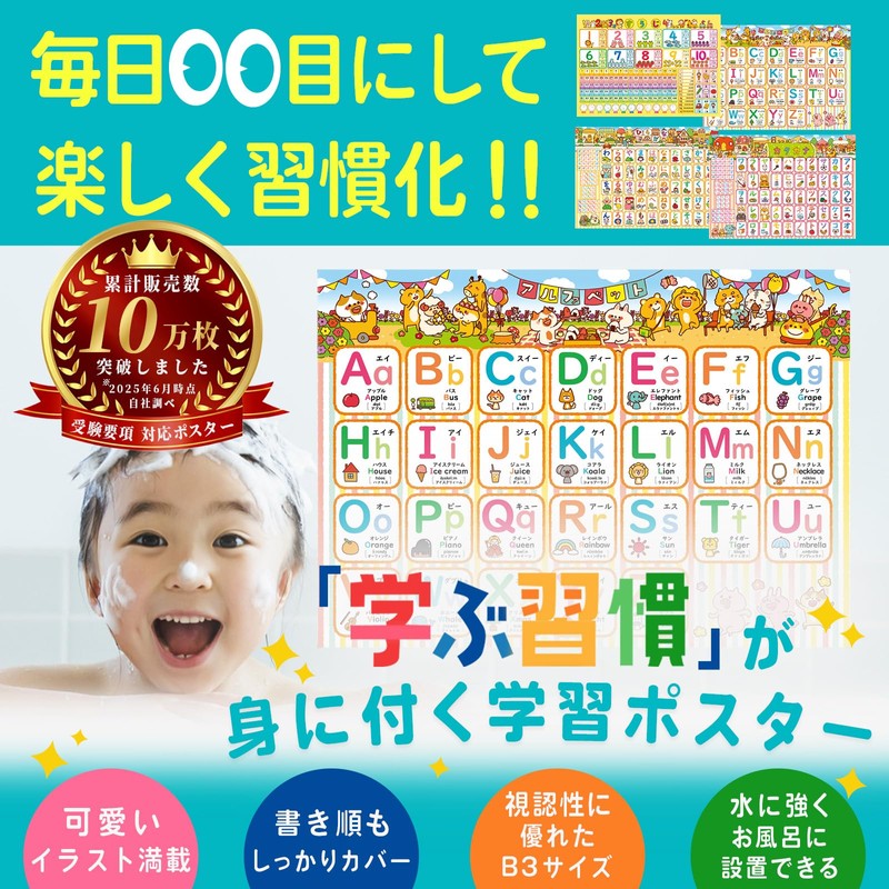 Dr. Routine's Learning Academy Bath Poster Aiueo Chart Hiragana Numbers