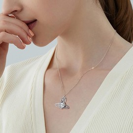 Medsor Saturn Necklace Planet Silver Heart Crystal Rhinestone Necklace Y2k Aesthetic Saturn Pendant for Wome