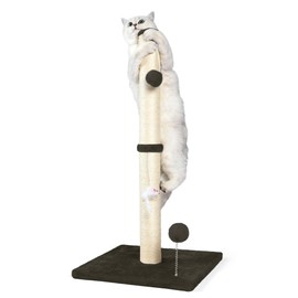 ANWA 32" Tall Cat Scratching Posts for Indoor Cats, 3-in-1 Cat Scratching Post with Plush Toys, Premium Sisal Post for Cats at All Ages with Reinforced Stable Base, Brown