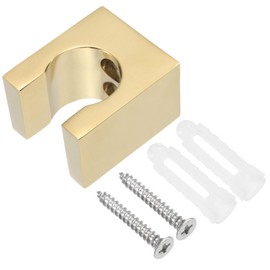 uxcell Shower Head Holder, Zinc Alloy Handheld Bidet Sprayer Holder Shower Wand Holder Toilet Sprayer Base Support Showerhead Clips with Screws for Faucet Bathtub (Square, Gold)