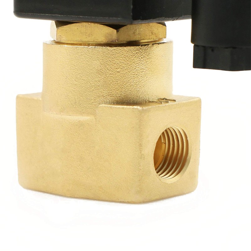 1/4" NPT Brass Electric Solenoid Valve 110V AC N.O. Air