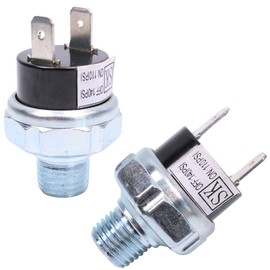 2 PCS Air Pressure Switch 110-140 PSI Tank Mount Thread 1/4"NPT Air Train Horn Switch Valve 110-140psi 1/4 inch 12V/24V DC Air Compressor Tank Pressure Control Switch
