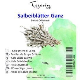 500 g sage leaves whole, sage tea, sage whole, Atlas sage, officinale sage tea, intense aroma and taste, 100% natural, pure and without additives, top quality - TazarinLtd