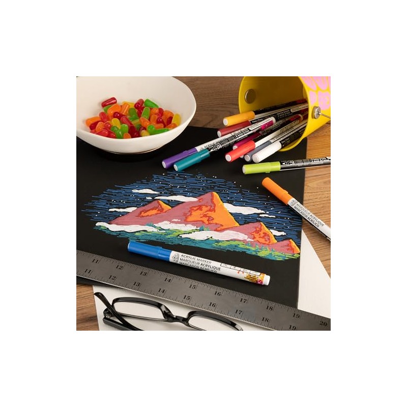 Royal & Langnickel 12pc ARTIST ACRYLIC PAINT MARKERS 1.2MM JEWEL