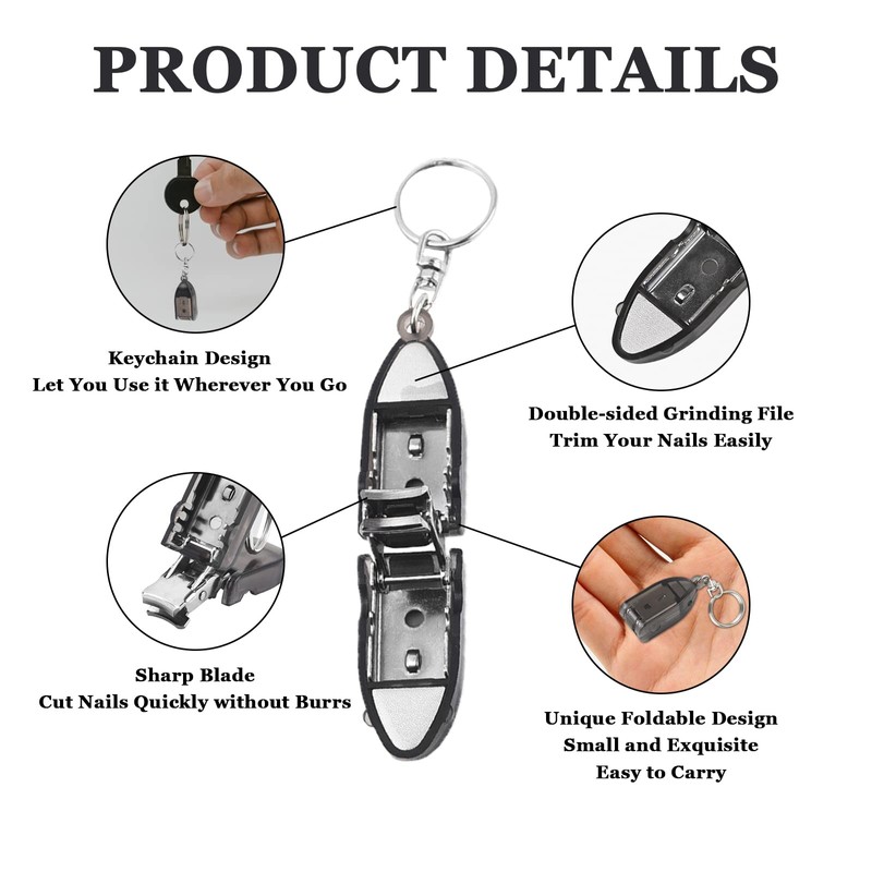 Modixun 3Pack Travel Keychain Finger Nail Clippers, Mini Foldable Stainless
