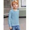 Haloumoning Boys Crewneck Pullover Sweater Kids Waffle Textured Raglan Sleeve