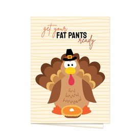 Funny Turkey Thanksgiving Greeting Cards / 24 Holiday Cards With White Envelopes / 4 5/8" x 6 1/4" Illustrated Fall Notecards