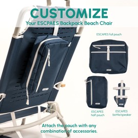 SUN'Y Escapes Beach Chair Full Pouch - MOLLE Compatible Storage Bag - Waterproof, Sandproof, Durable Organizer for Beach Essentials, Travel, and Outdoor Gear - Seashell White