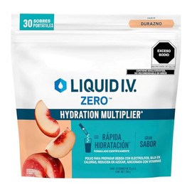 Liquid I.V. ZERO Hydration Multiplier (30 Sobres) Electrolitos en Polvo Bajo en Azucar y Calorias para Preparar Bebida Suero Hidratante para Rapida Hidratacion Adicionada con Vitaminas Sabor Durazno 30 Sobres de 13 g