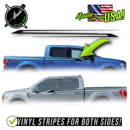 BENINI DESIGN STUDIO Side Door Scallop Racing Strobe Vinyl Stripes Graphics Vinyl Decals Sticker Kit Compatible with Ford F-150 F150 2014-2024 (Matte Black)