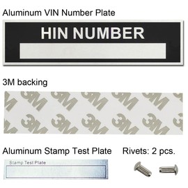 HIN Number Plate for Boat, Hull Identification Number Tags Replacement, Blank HIN Plates for Boats, Aluminum Hull ID Plates for Shipment, Vin Number Plates for Boats, Boat Hull Number Tags