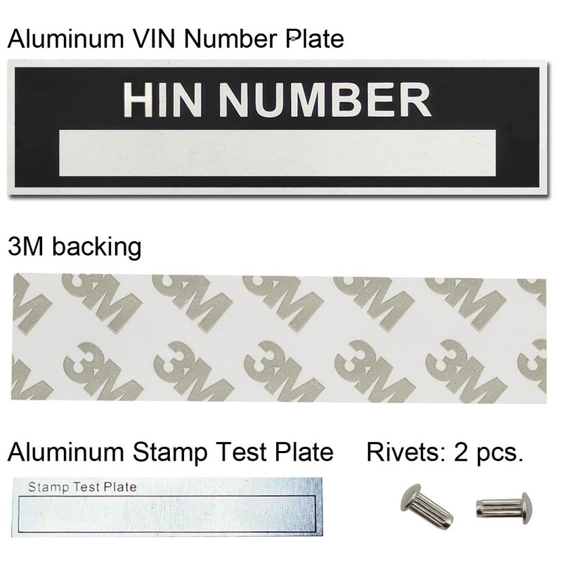 HIN Number Plate for Boat, Hull Identification Number Tags Replacement,