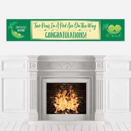 Double the Fun - Twins Two Peas in a Pod - Baby Shower Decorations Party Banner