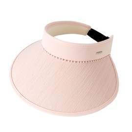 Visors Sun Hat for Women - Foldable Adjustable Summer Hats Pearl Trimmed Golf UV Protection Wide Brim Elegant for Casual Travel Sun Visors Cap Pink