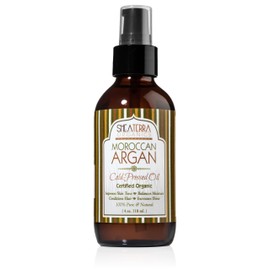 Shea Terra Moroccan Argan Cold-Pressed Extra Virgin Oil | Nutrient-Rich, All Natural & Organic Oil with Anti-Aging Vitamin A and E to Increase Skin Elasticity and Condition Dry & Damaged Hair – 4 oz