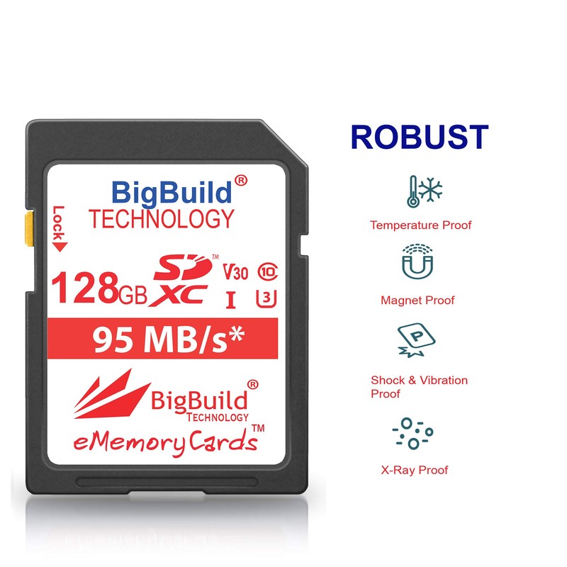 BigBuild Technology 128GB U3 95MB Memory Card for Olympus OM