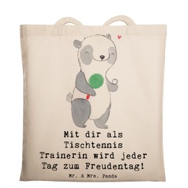 Mr. & Mrs. Panda Tragetasche Tischtennis Trainerin Freudentag - Geschenk, Erinnerungsgeschenk Trainerin, Sport, Stoffbeutel, Badetasche,