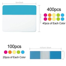 Sticky Tabs, 500 Pcs Book Tabs, Page Markers Tabs, Writable Index Tabs, Tabs for Annotating Books, Sticky Notes Tabs for Books, Page Markers for School Office