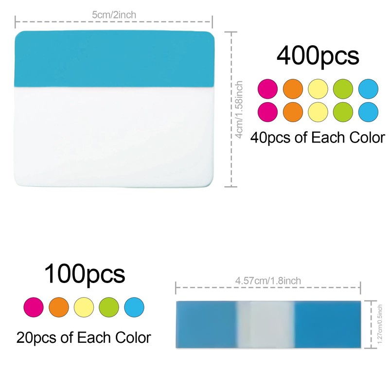 Sticky Tabs, 500 Pcs Book Tabs, Page Markers Tabs, Writable