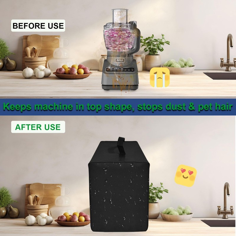 Dust Cover for Ninja Food Processor Plus 9-Cup, BN601 (Black)