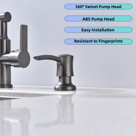 Rzoeox Kitchen Black Stainless Soap Dispenser Drak Gray Built in Soap Dispenser for Kitchen Sink Lotion Dispenser Gunmetal Grey for Kitchen Vintage Farmhouse Commercial Deck Mounted