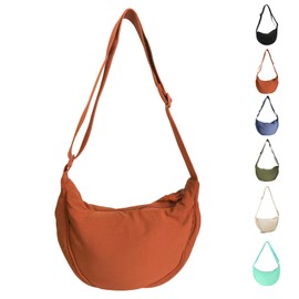 Uwiyo Crescent Bag for Women, Nylon Dumpling Bag Hobos Crossbody Bag Portable Crescent Bag Chest Bag Shoulder Bag with Adjustable Strap, Black/Blue/Green/Purple/Beige/Orange (Orange)