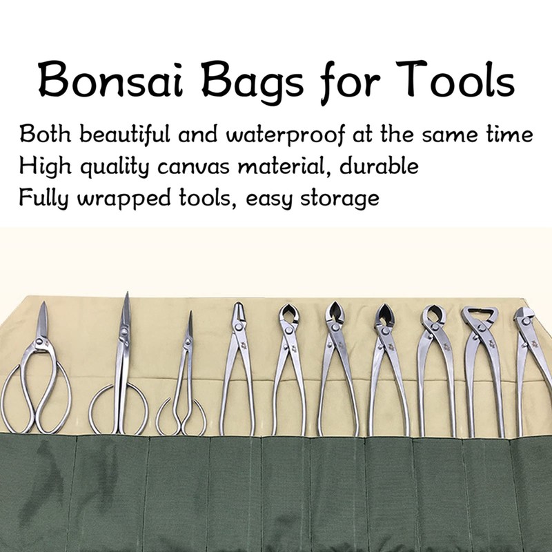 Tyenaza Bonsai Tool Roll, 10-Pocket Waterproof Canvas Bonsai Tool Case