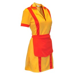 Cosplay Costume for Dinner Uniform with Apron Yellow Orange Girls Dress S-XL (M)