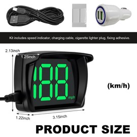 KVAEY Car HUD Headup Display, MPH Warning Car GPS Overspeed Alarm Speedometer with LED Large Font Display+USB Cable Plug, Universal Car Accessories for Car Truck SUV Motorcycle