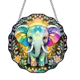 FengFaer 5.9''Elephant Window Hanging,Elephant Wall Decor for Elephant Lovers,Acrylic Window Hanging,Outdoor Light Catcher Garden Decor,Wall Kitchen Decor Decorative Window Hanging