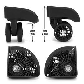 Ech.Apr 2-Pcs Luggage Wheel Replacement, Spinner 360 Degree Wheels for Travel, Mute Wheels for DIY Repair (Black-A2)